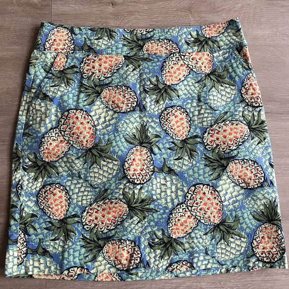 Talbots pineapple straight pencil skirt SZ 10 cotton pockets tropical resort - Picture 1 of 7